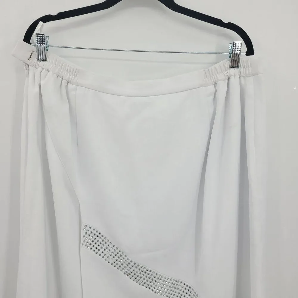 Vintage 80's Lisa Renee‎ Bridal Skirt Set 18W White Rhinestones 2pc Elvis Vegas